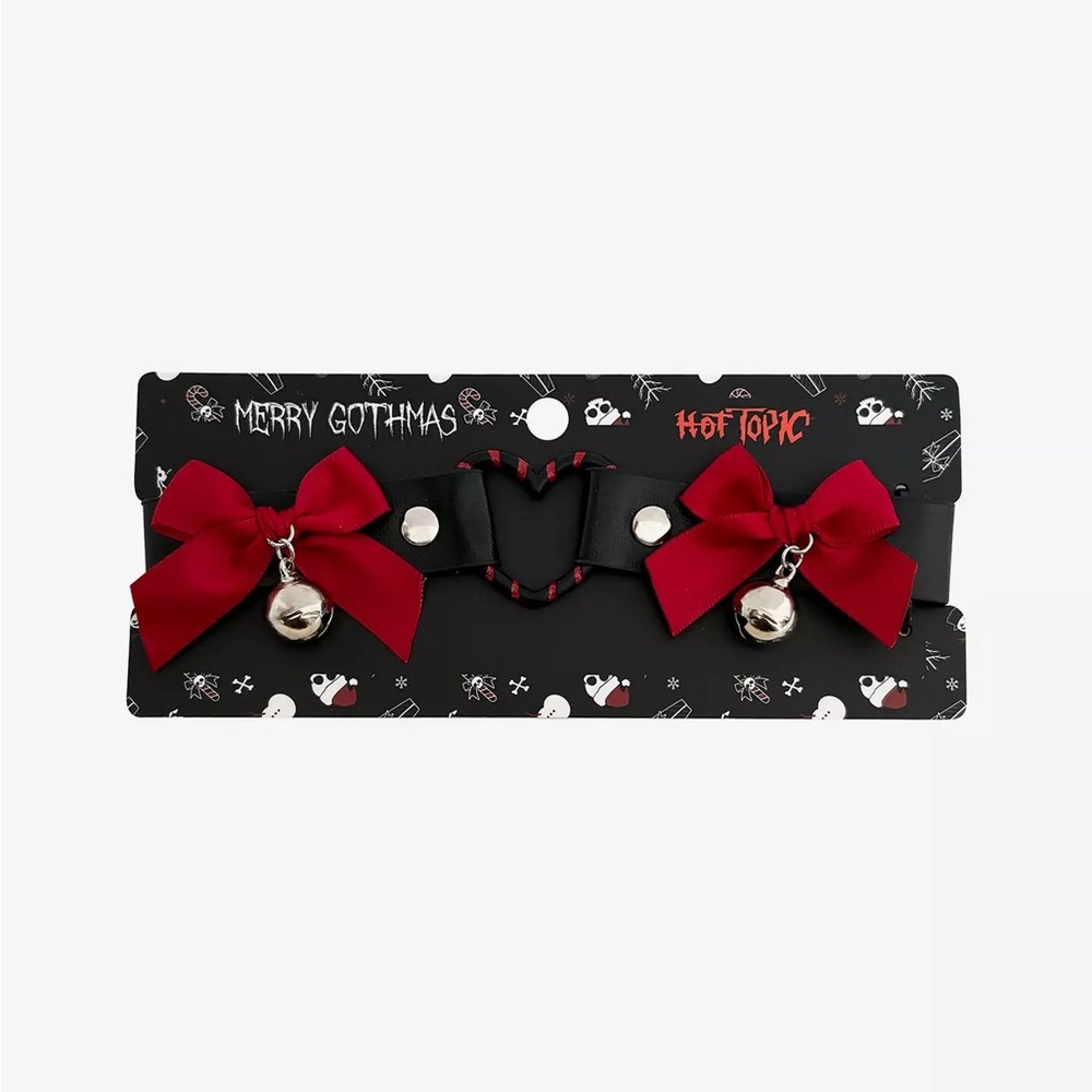 Gothmas Black & Red Heart Bow Choker Hot Topic